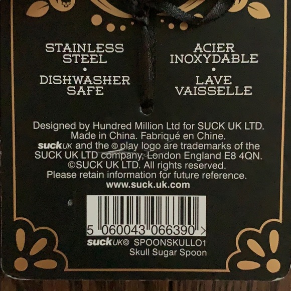 Skull Sugar Spoon Stainless Steel NWT - Picture 5 of 7